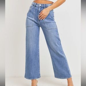 Just Black Denim Patch Pocket Wide Leg